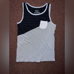 Broken Threads - Men’s Medium - Grey, Black stripes, & White Color Block - Tank